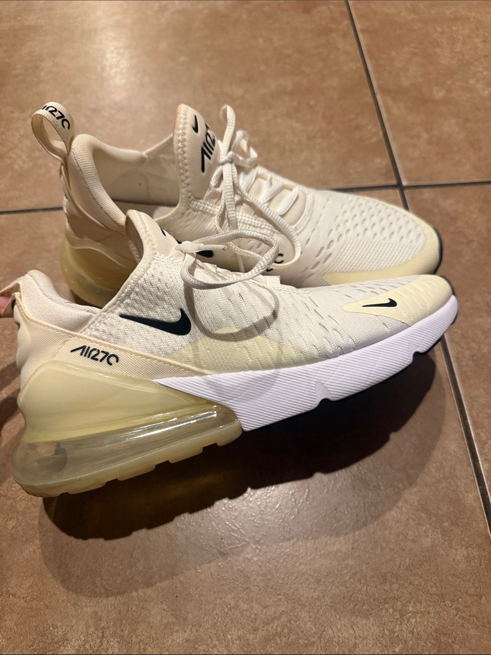 Nike Women Air Max 270 Sneakers in Cream, White & Black